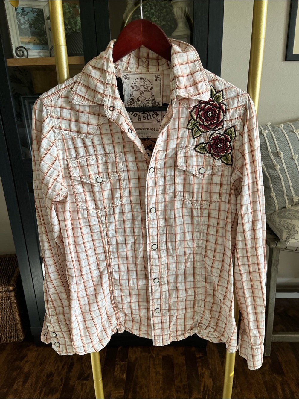 Johnny was joystick embroidered pearl snap up shirt with western vibes